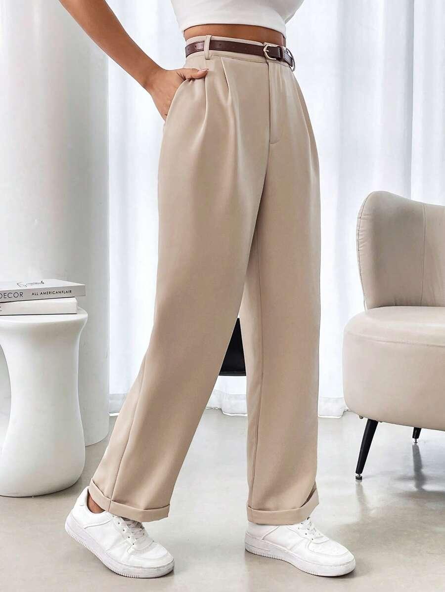 SHEIN BEŻOWE SPODNIE KIESZENIE S06__XL