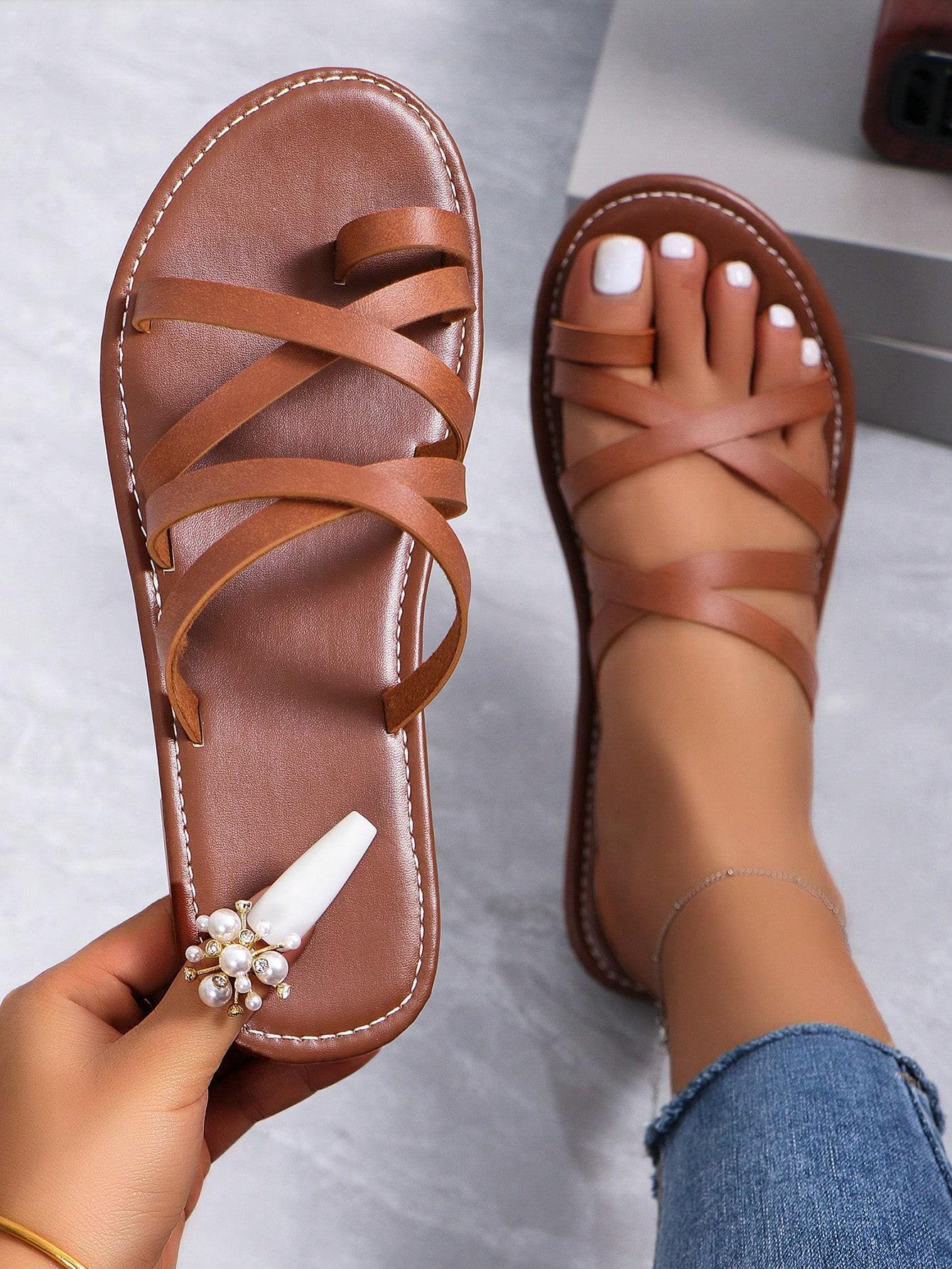 SHEIN BRĄZOWE KLAPKI CASUAL S06__39