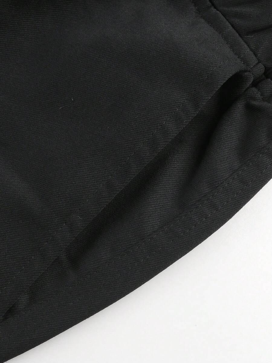 SHEIN CZARNE SPODNIE BOJÓWKI WZÓR PRINT S06__128-134