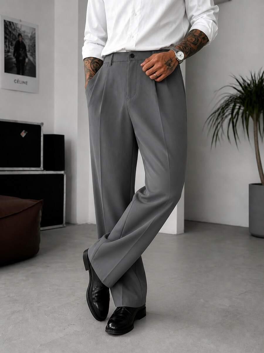 SHEIN SZARE SPODNIE PROSTA NOGAWKA S06__L