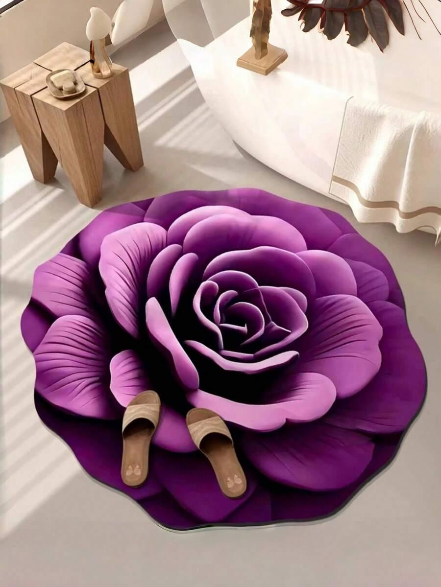 SHEIN DYWANIK MATA ŁAZIENKOWA KWIAT S07__120X120CM