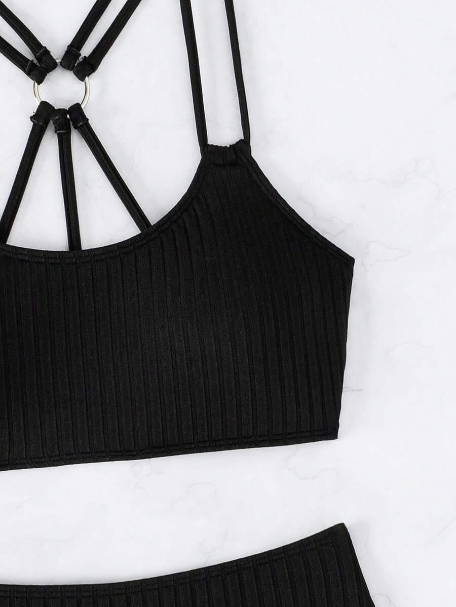 SHEIN CZARNY DWUCZĘŚCIOWY STRÓJ KĄPIELOWY S09__XL