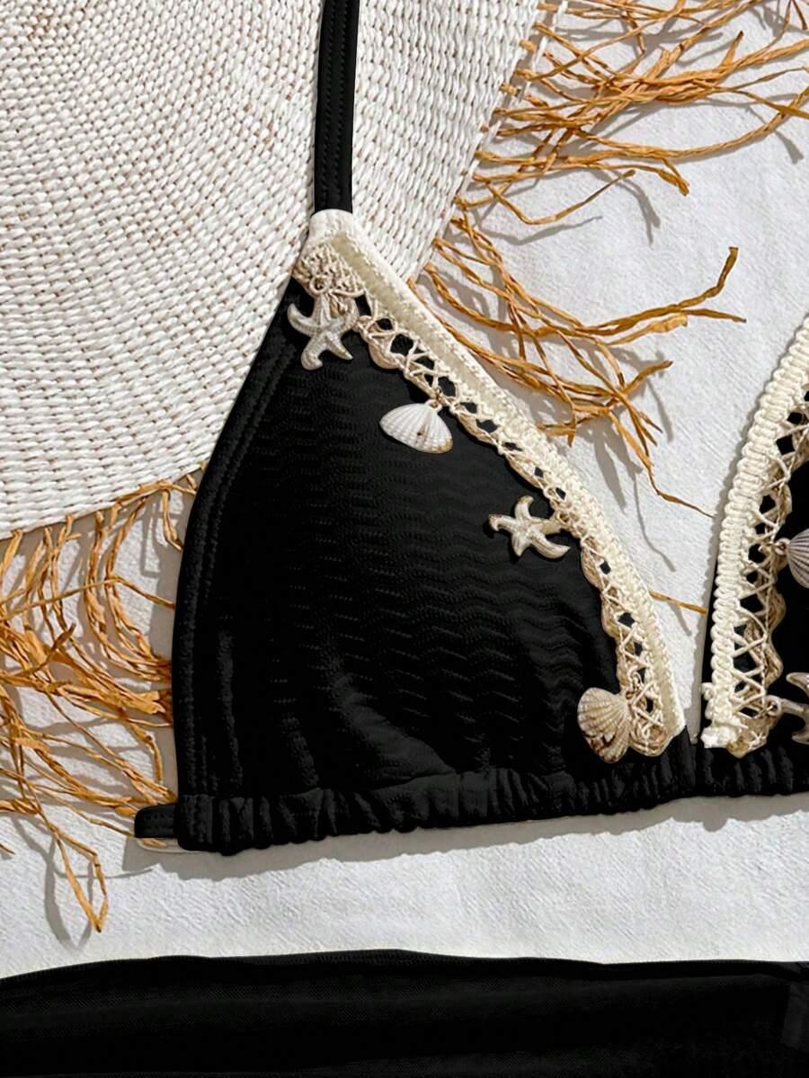 SHEIN CZARNY 3-CZĘŚCIOWY STRÓJ KĄPIELOWY S09__164