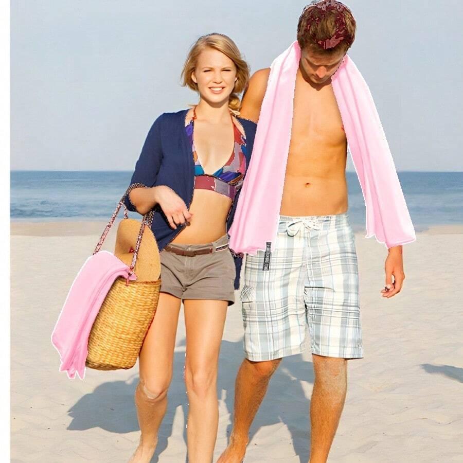 SHEIN RÓŻOWY RĘCZNIK PLAŻOWY S07__80X130CM