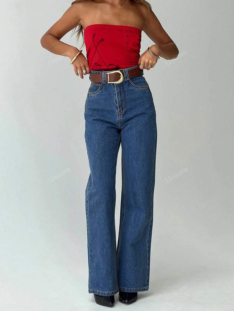 SHEIN NIEBIESKIE SPODNIE JEANS WYSOKI STAN S06__S
