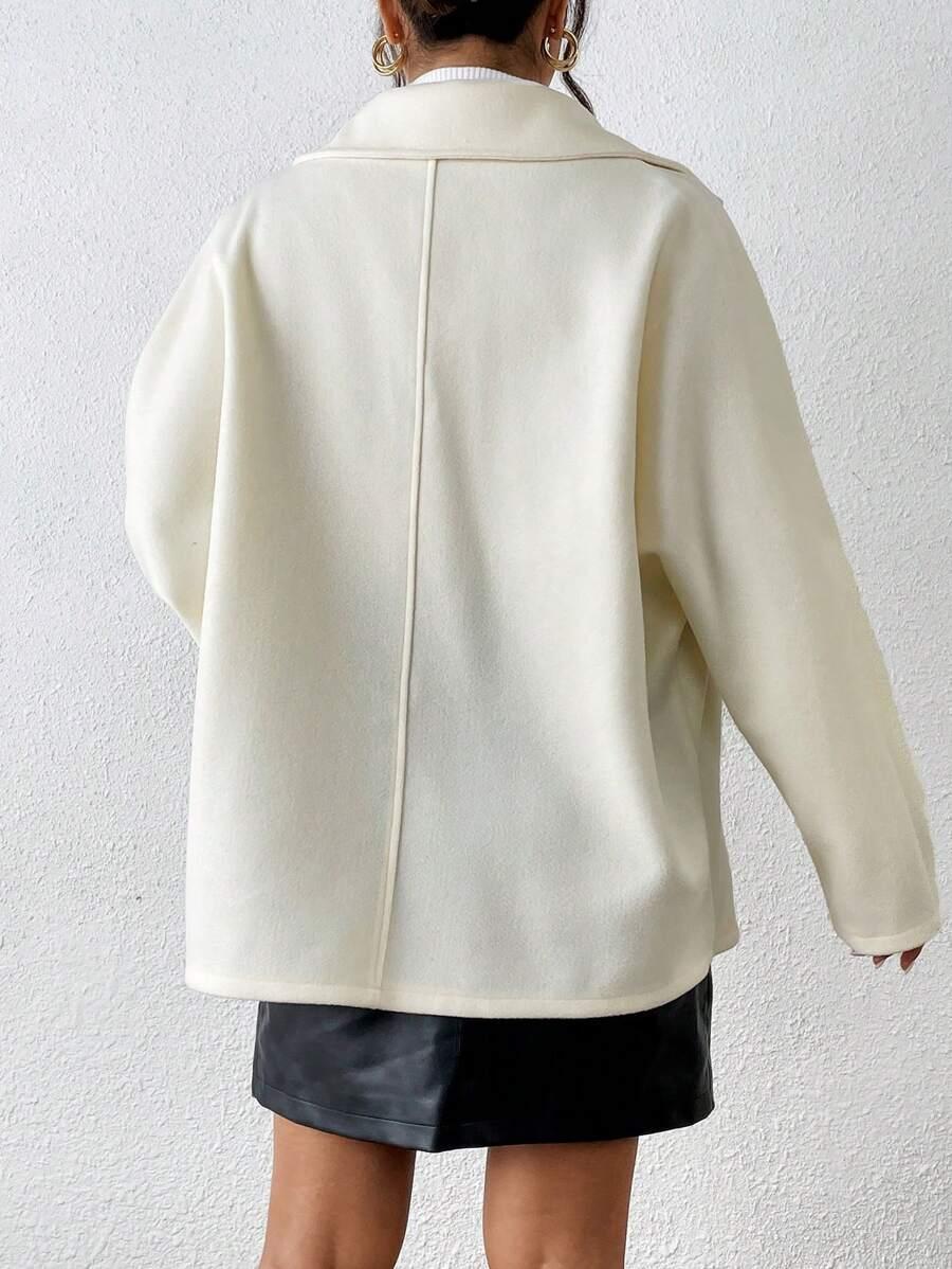 SHEIN KREMOWY PŁASZCZ GUZIKI W01__M