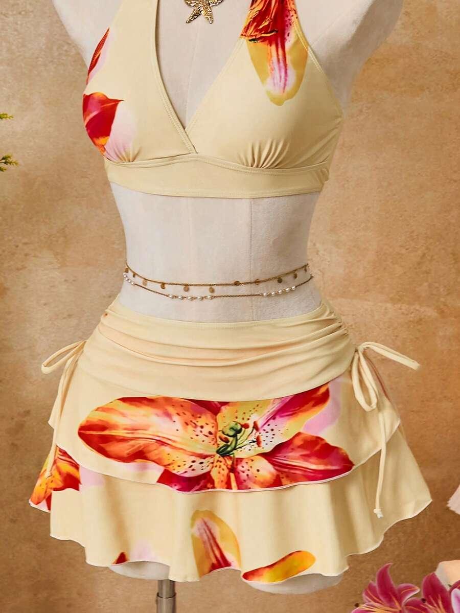 SHEIN DWUCZĘŚCIOWY STRÓJ KĄPIELOWY SPÓDNICA KOMPLET S09__