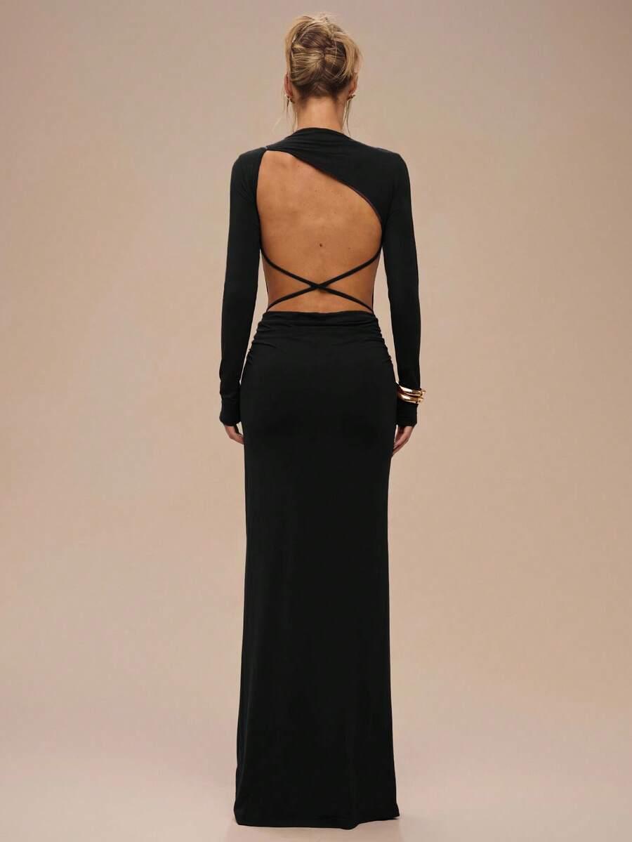 SHEIN CZARNA MAXI SUKIENKA S06__S