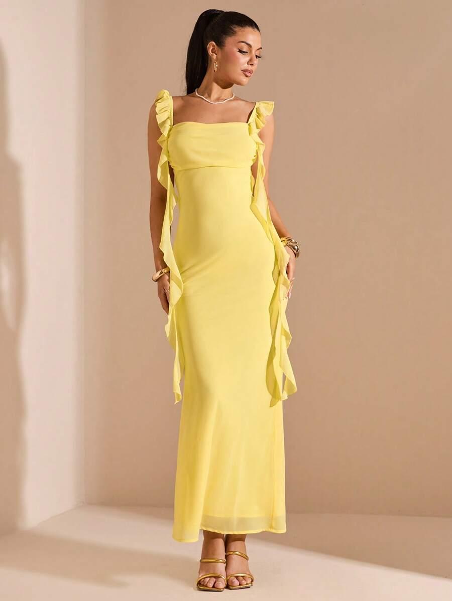 SHEIN ŻÓŁTA MAXI SUKIENKA ZT2__M