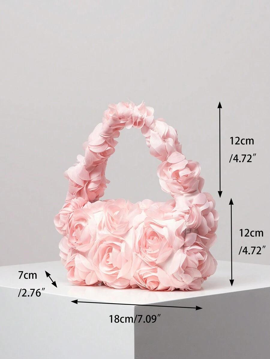 SHEIN RÓŻOWA TOREBKA KWIATY 3D S07__7X12X18CM
