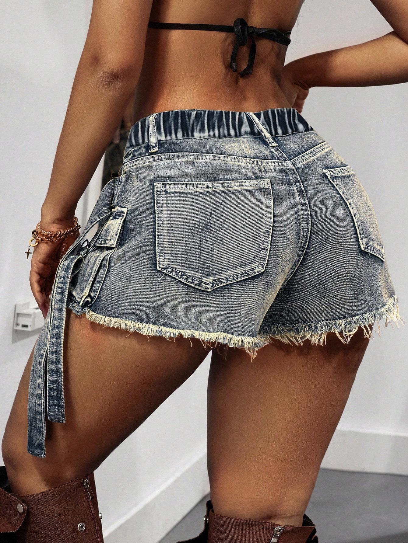 SHEIN NIEBIESKIE JEANSOWE SPÓDNICO-SPODENKI S06__48