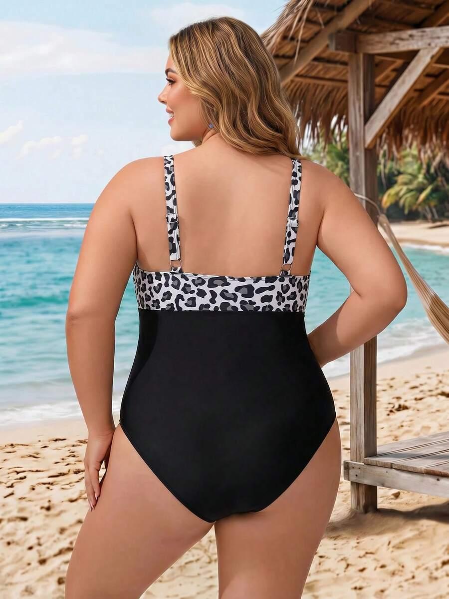 SHEIN JEDNOCZĘŚCIOWY STRÓJ KĄPIELOWY LEOPARD PRINT S09__54