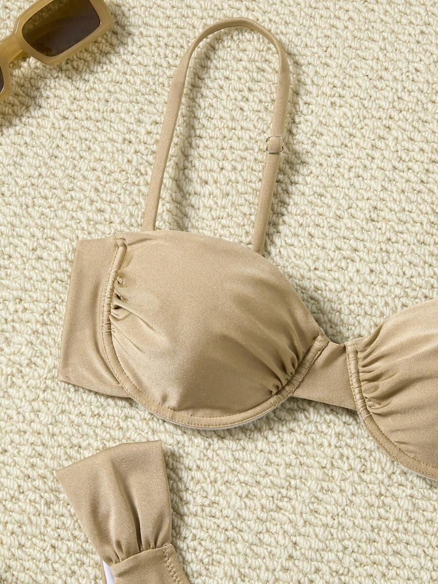 SHEIN BEŻOWY DWUCZĘŚCIOWY STÓJ KĄPIELOWY S09__XS