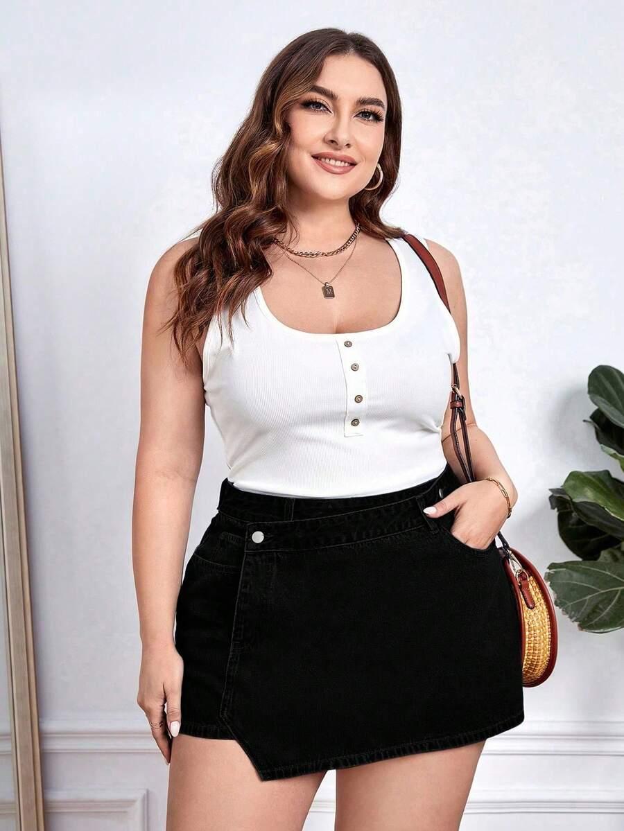 SHEIN CZARNE JEANSOWE SPÓDNICO-SPODENKI S06__56/58