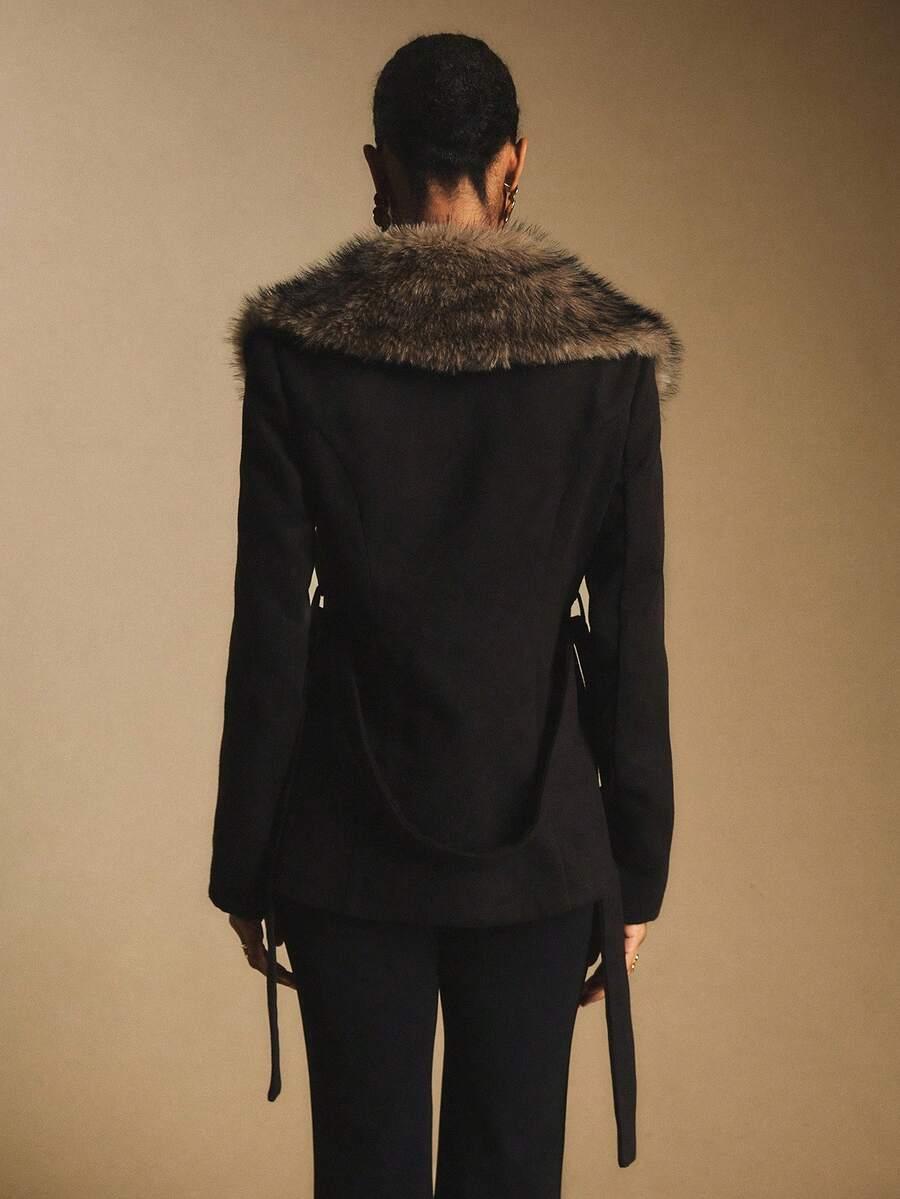 SHEIN CZARNY PŁASZCZ WIĄZANIE W01__XS