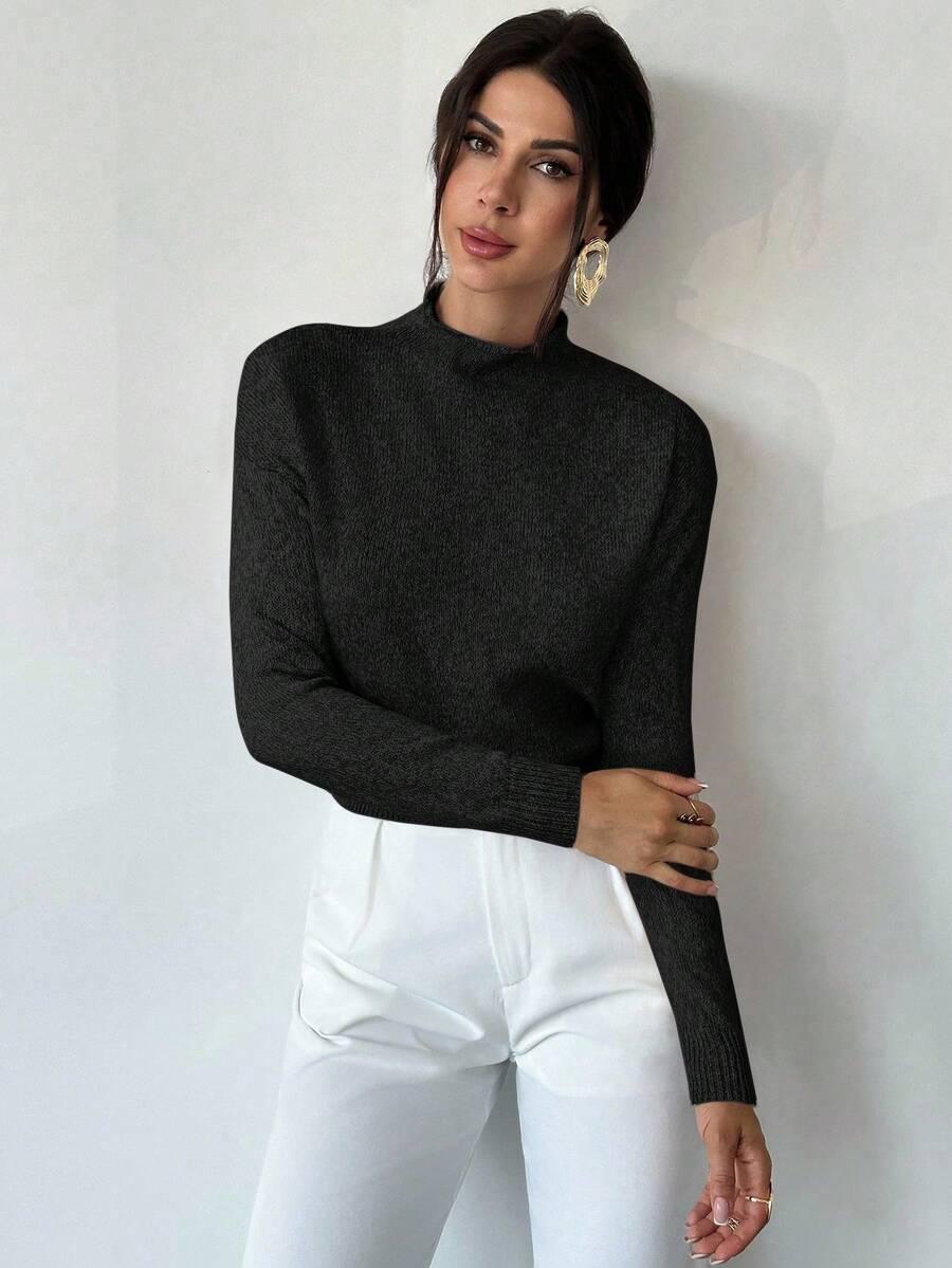 SHEIN CZARNY SWETER DŁUGI RĘKAW S06__M