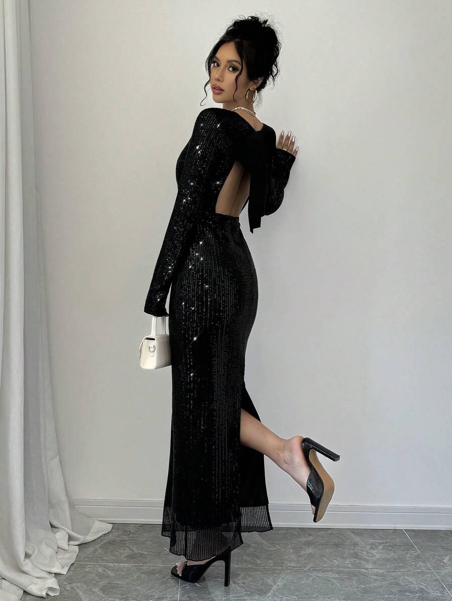 SHEIN CZARNA MAXI SUKIENKA S06__S