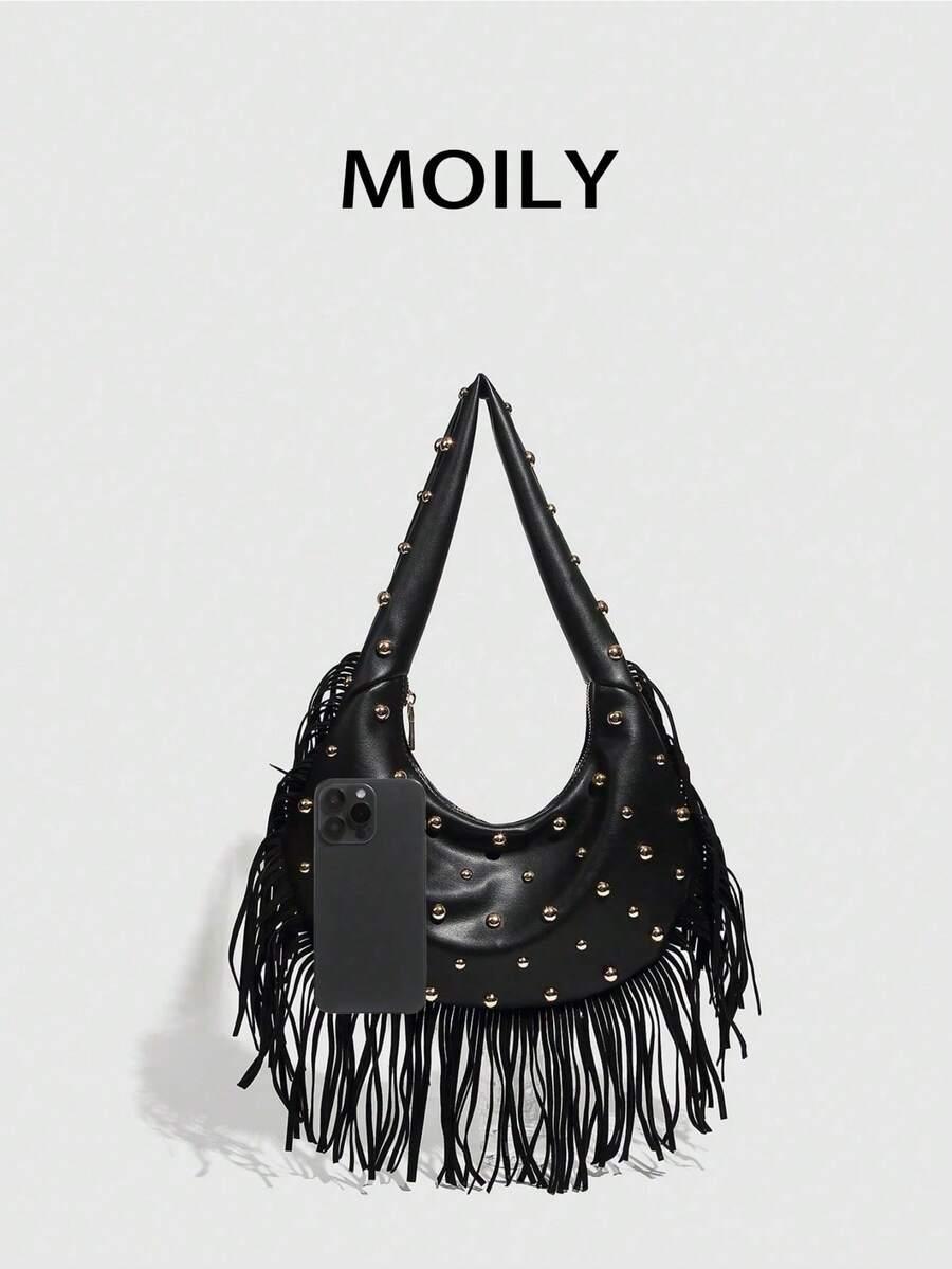 SHEIN CZARNA TOREBKA ZDOBIENIA FRĘDZLE S07__34X26