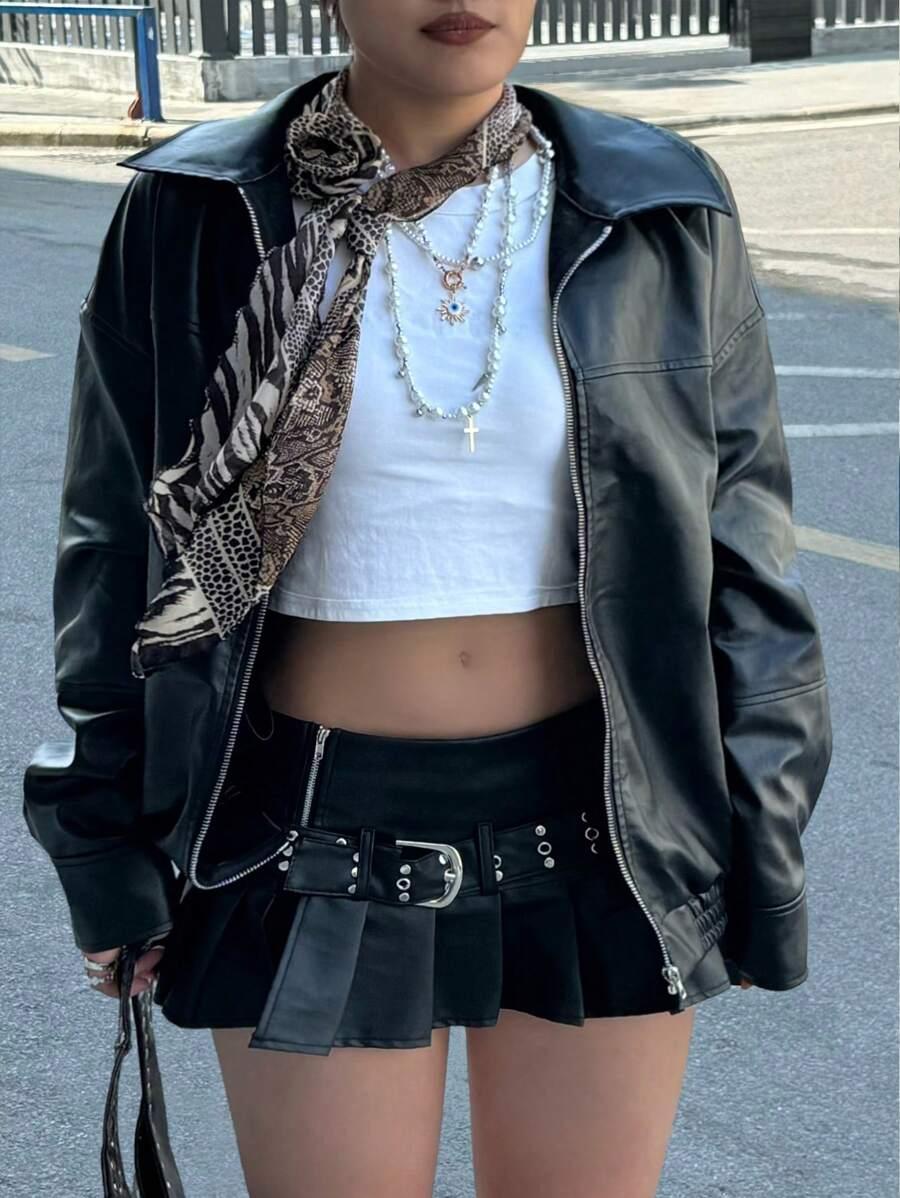 SHEIN CZARNA KURTKA IMITACJA SKÓRY S06__52