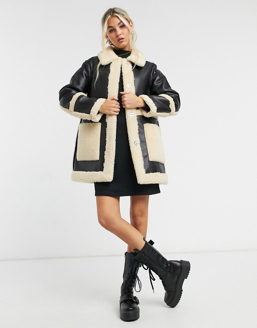 TOPSHOP DWUSTRONNY KOŻUCH ZATRZASK W01__M