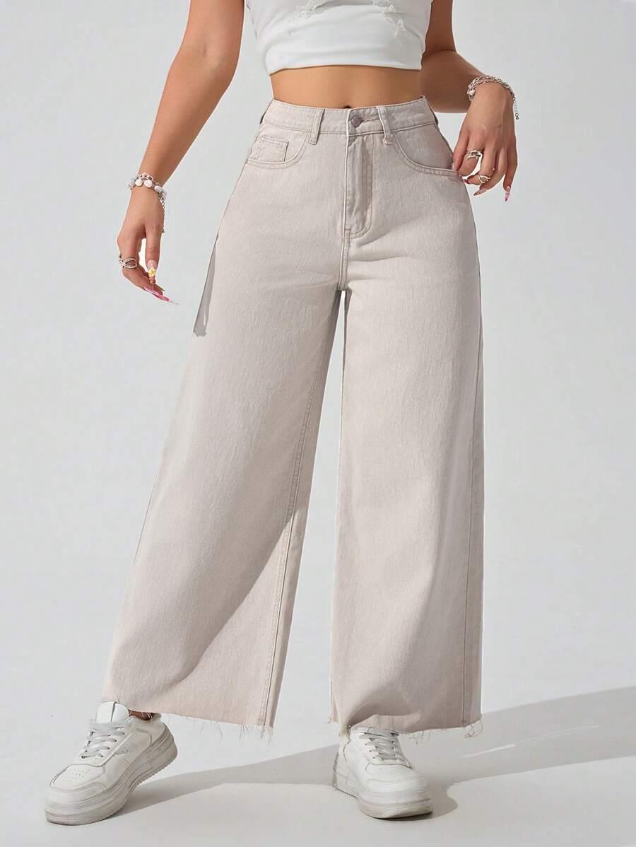 SHEIN BEŻOWE SPODNIE JEANS S06__M
