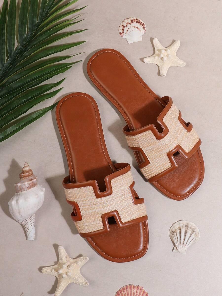 SHEIN BRĄZOWE KLAPKI CASUAL S06__39