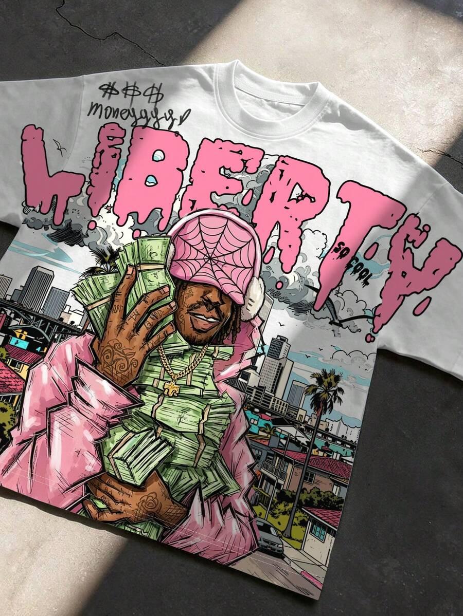 MANFINITY T-SHIRT OKRĄGŁY DEKOLT NADRUK S06__S