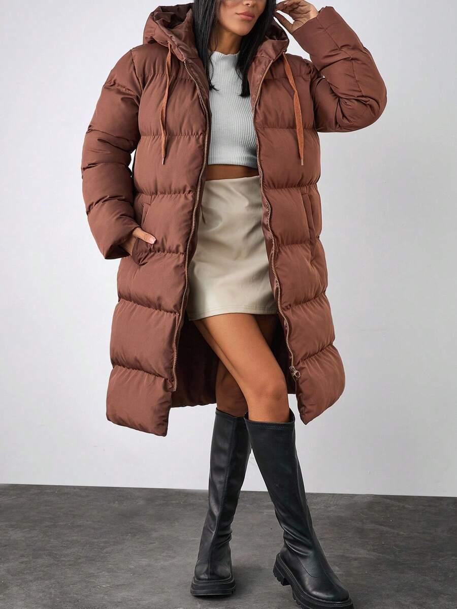 SHEIN CZARNA PIKOWANA KURTKA KAPTUR W01__S