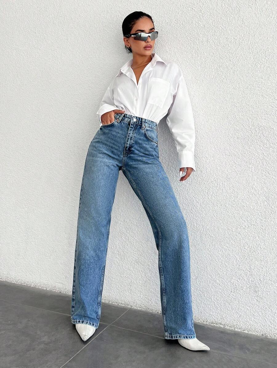 SHEIN NIEBIESKIE SPODNIE JEANS S06__M
