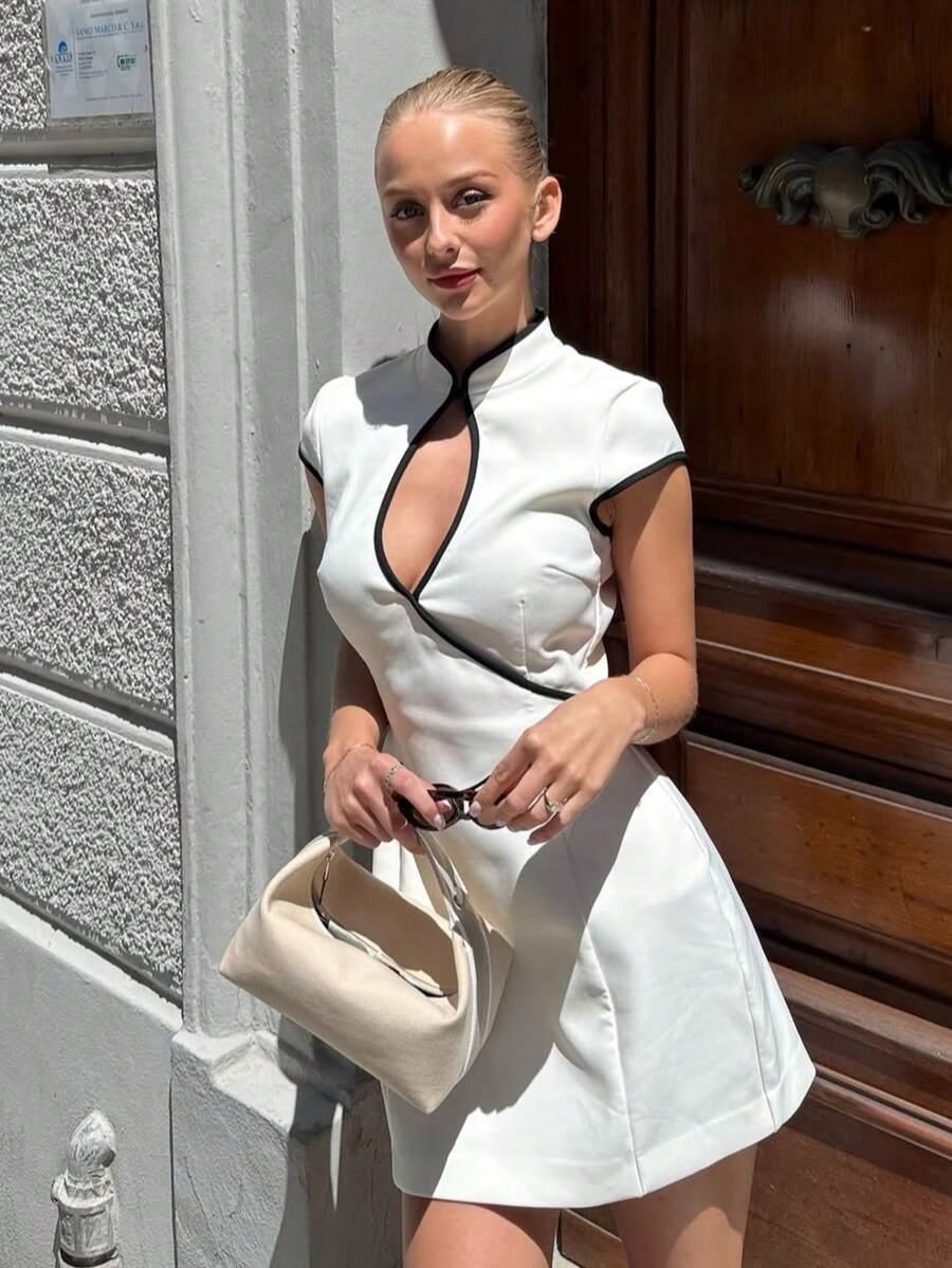 SHEIN BEŻOWA MINI SUKIENKA S09__M