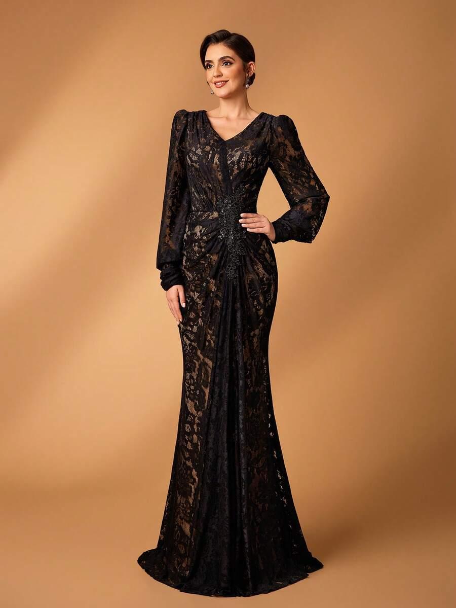 SHEIN CZARNA SUKIENKA KORONKA S06__XXL