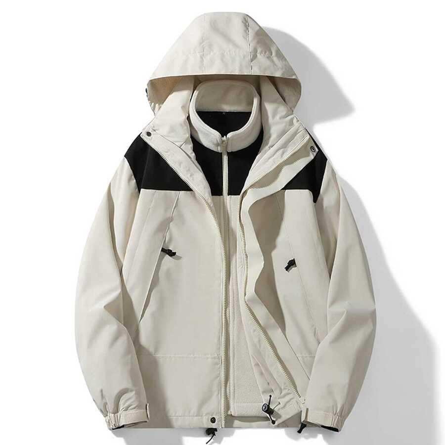 SHEIN BEŻOWA KURTKA KONTRAST W01__M