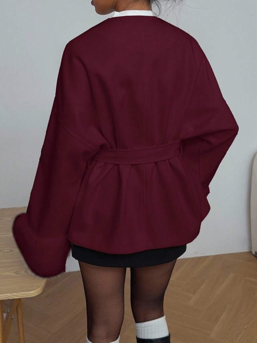 SHEIN BORDOWY PŁASZCZ FUTERKO W01__S