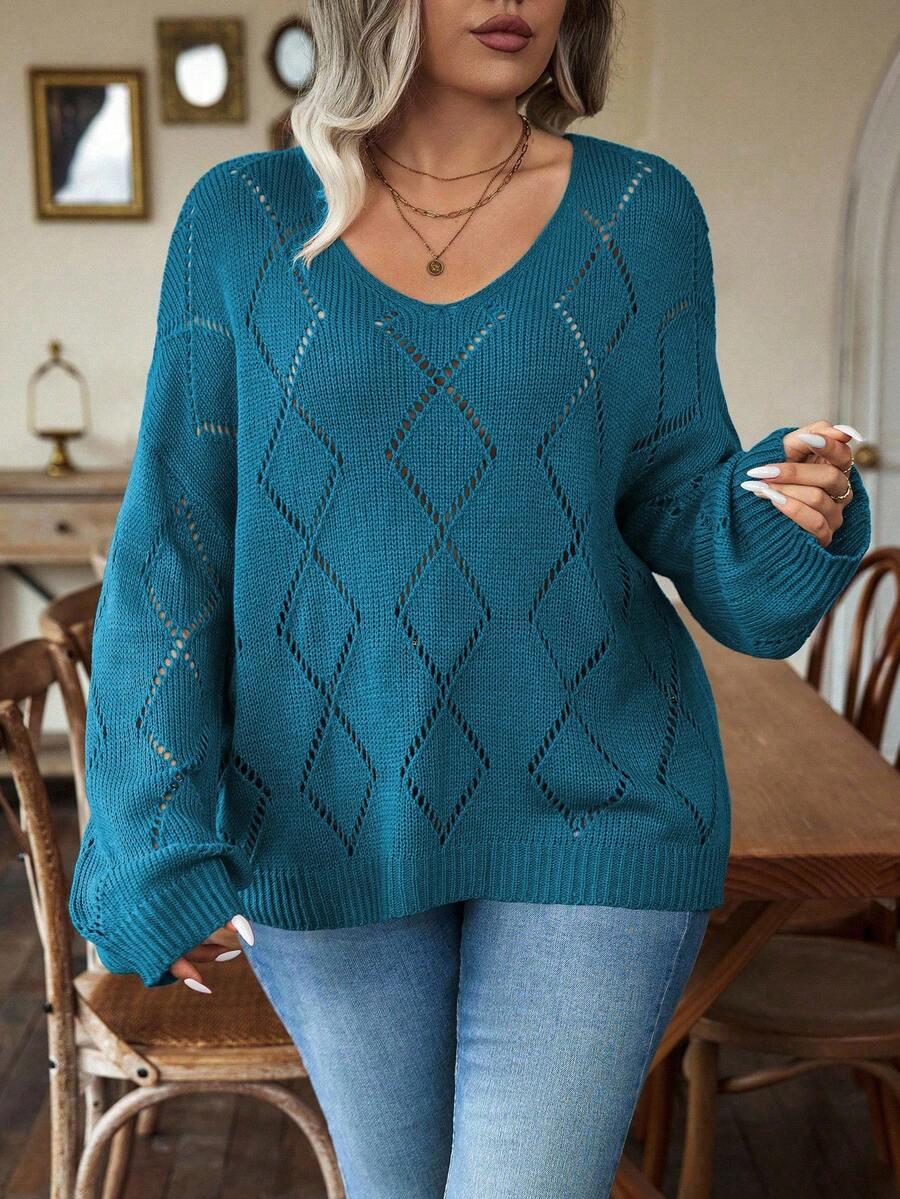SHEIN NIEBIESKI SWETER V-NECK S06__XXL