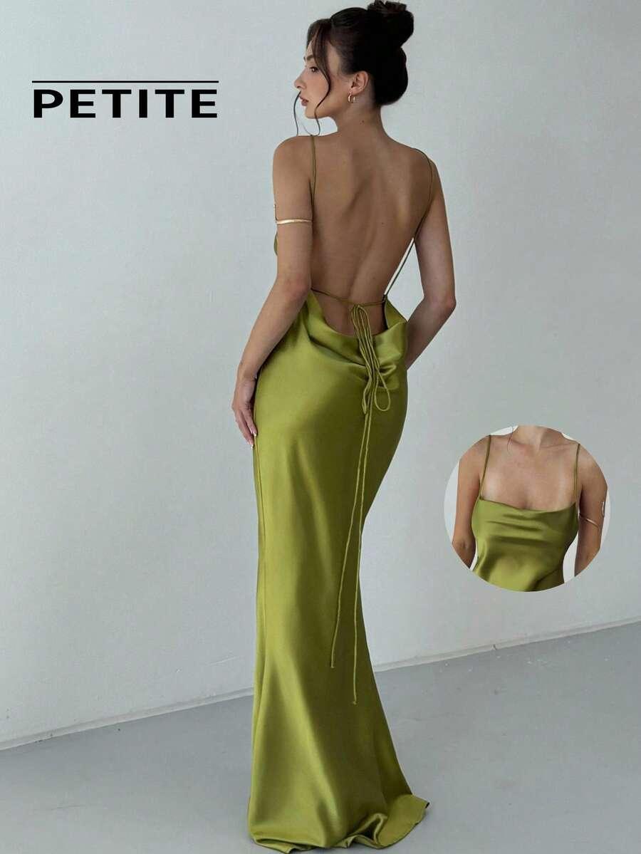 SHEIN ZIELONA SATYNOWA MAXI SUKIENKA S06__S