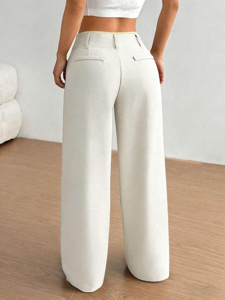SHEIN BIAŁE PROSTE SPODNIE S06__L