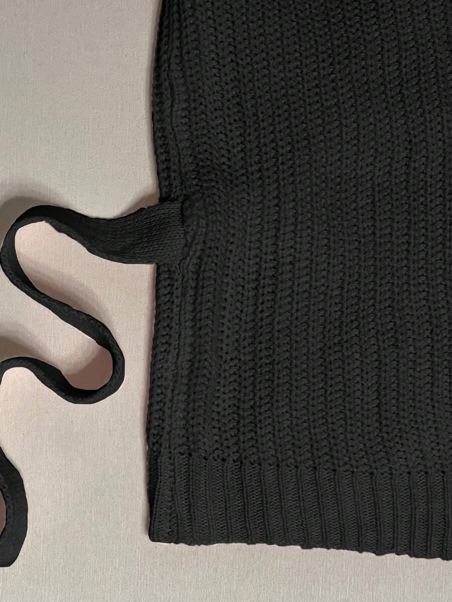 SHEIN CZARNY WIĄZANY KARDIGAN S06__L