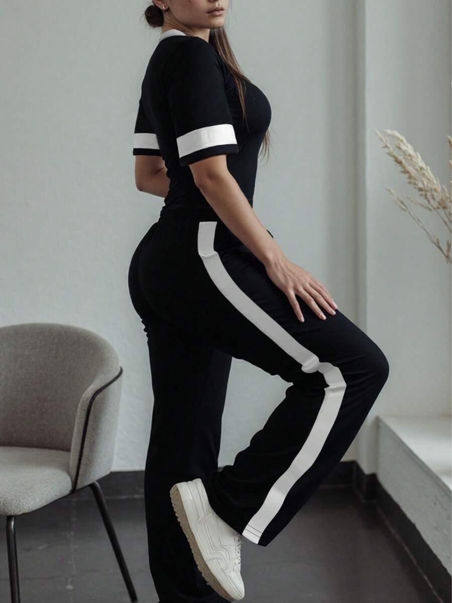 SHEIN KOMPLET CZARNA BLUZKA SPODNIE S06__XXL