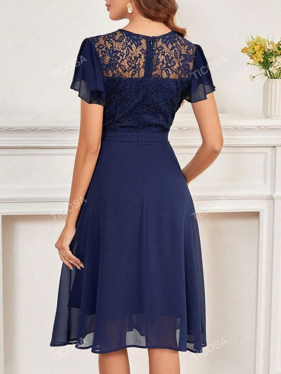 SHEIN GRANATOWA MIDI SUKIENKA S06__L