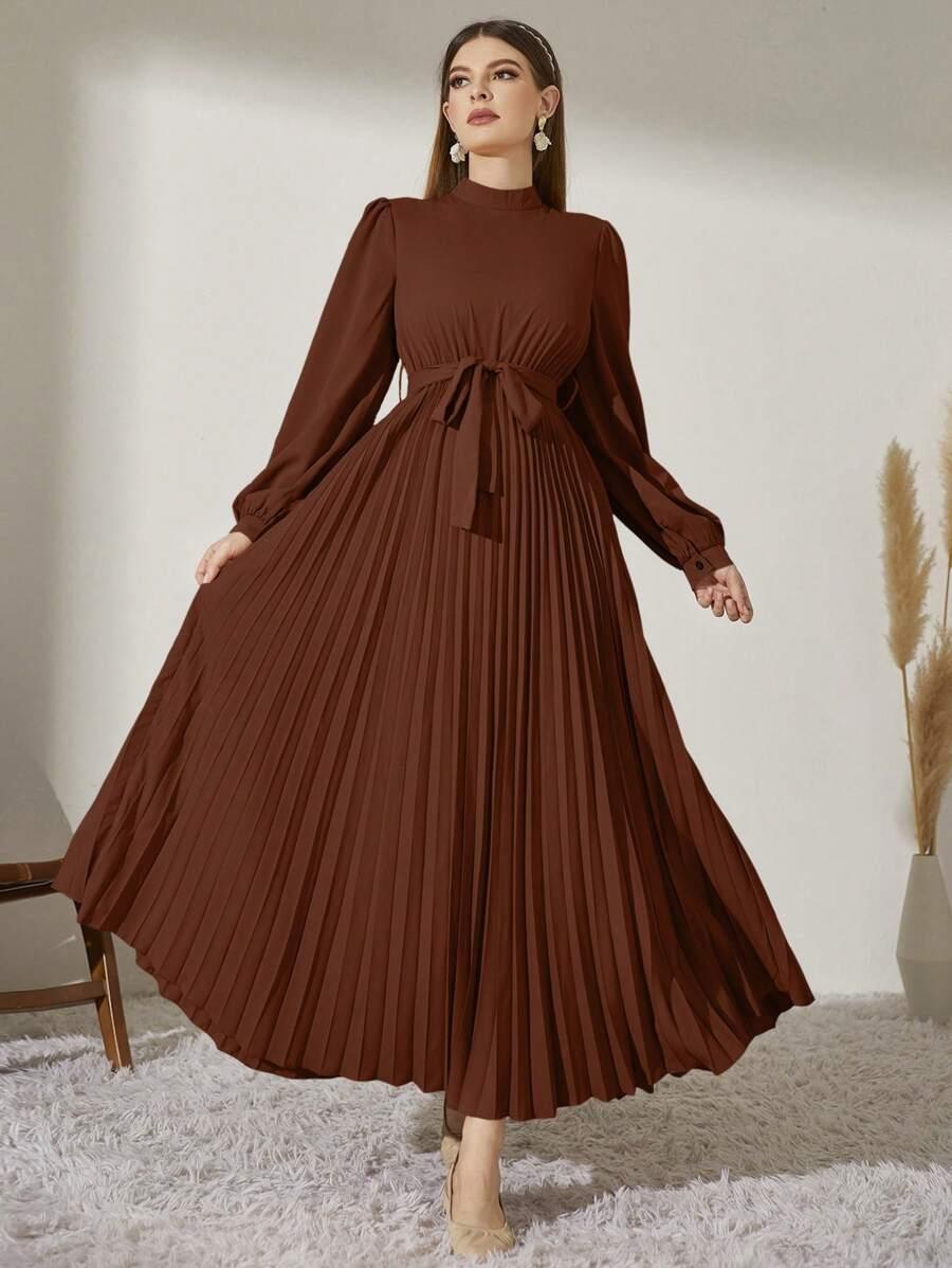 MODELYN BRĄZOWA MAXI SUKIENKA S06__XL