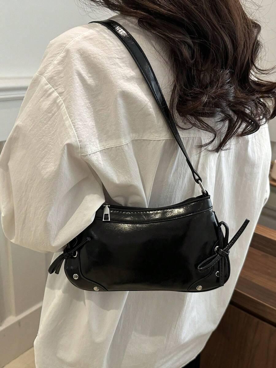 SHEIN CZARNA TOREBKA IMITACJA SKÓRY S07__15X26CM