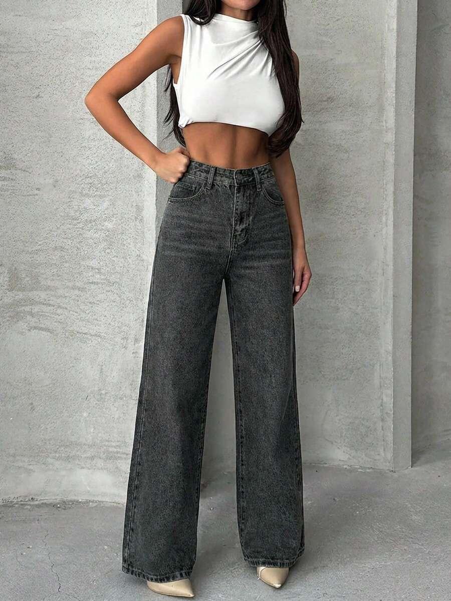 EURMUSE CZARNE SPODNIE JEANS S06__L