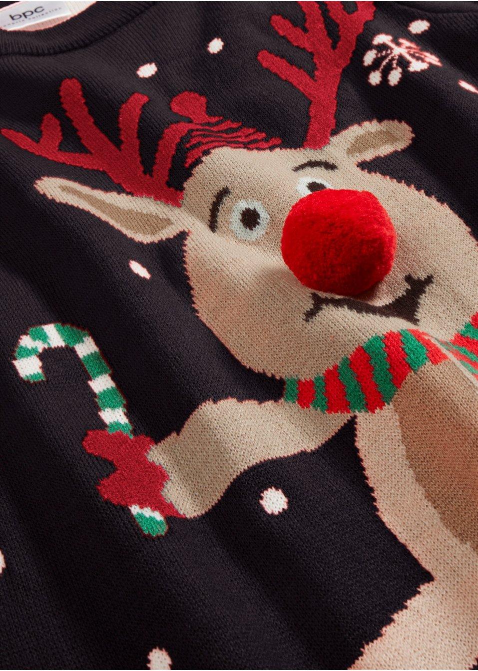 ŚWIĄTECZNY SWETER Z RENIFEREM OKRĄGŁY DEKOLT BDD__L/XL