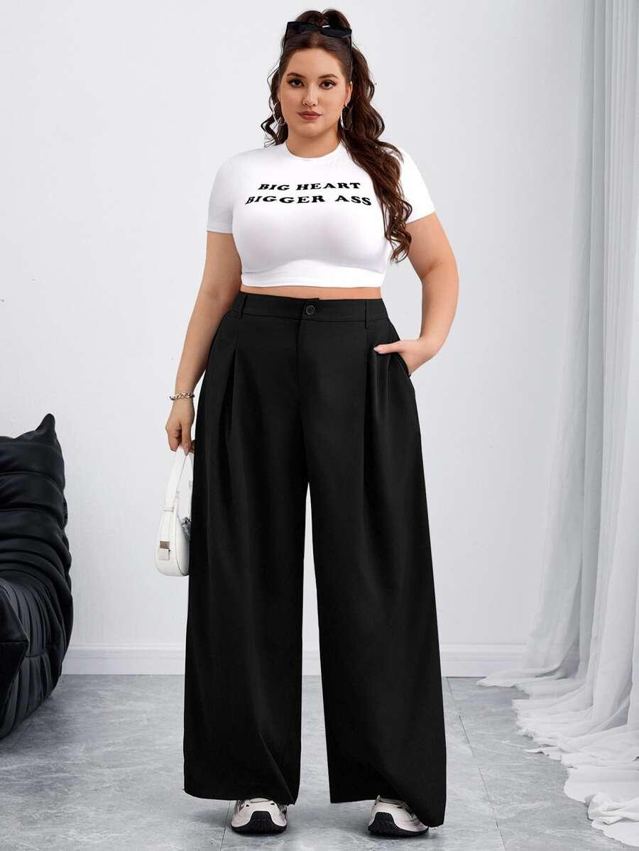 SHEIN CZARNE SPODNIE SZEROKIE NOGAWKI S06__60/62