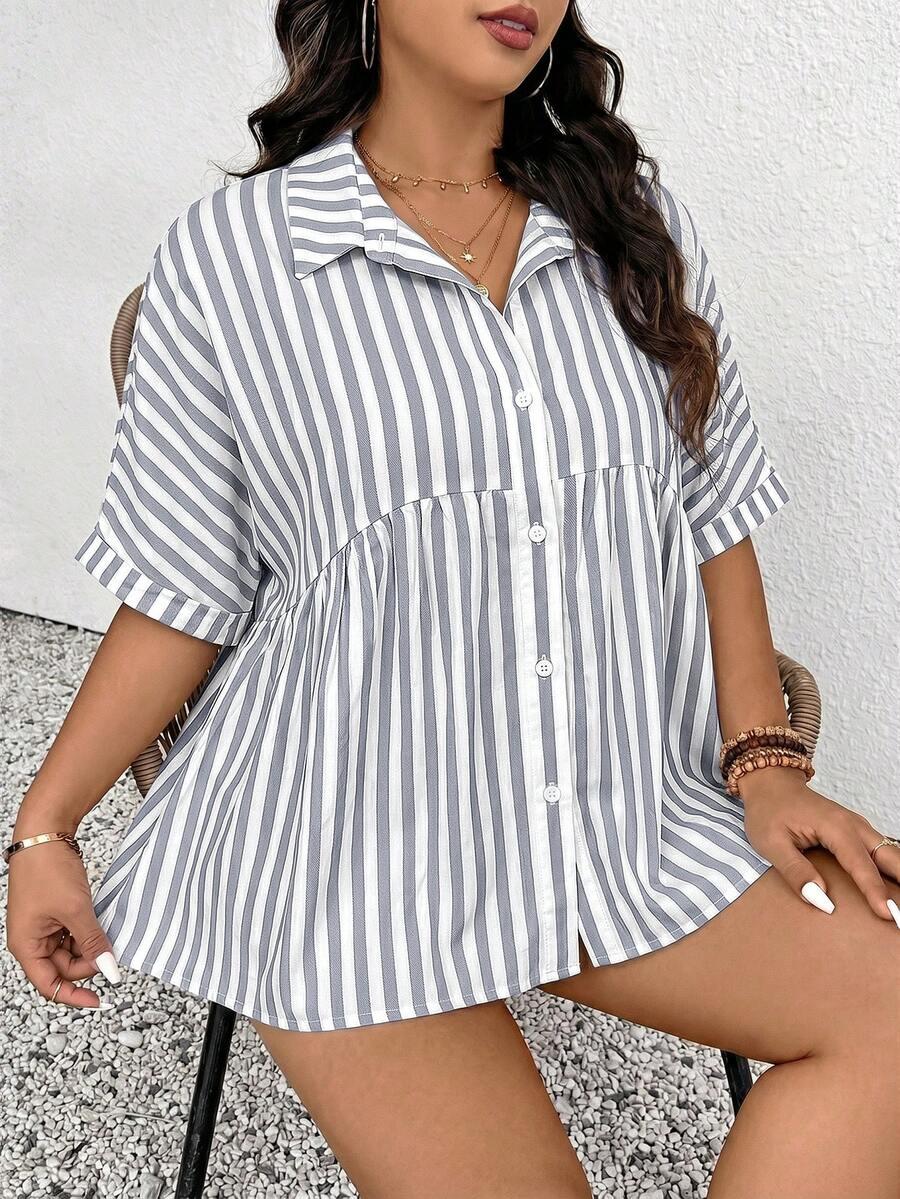 SHEIN KOSZULA W PASKI GUZIKI S06__XXL