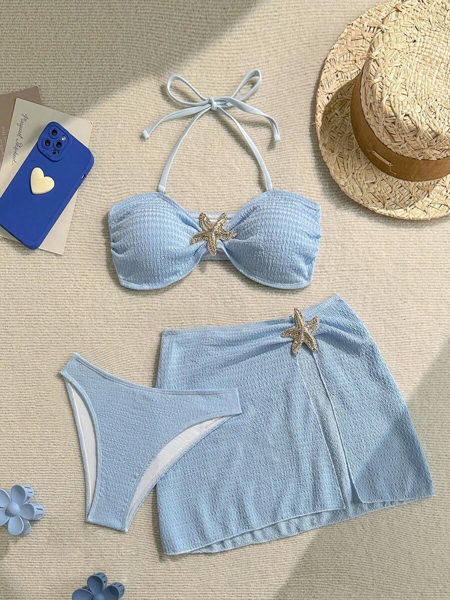 SHEIN 3-CZĘŚCIOWY STRÓJ KĄPIELOWY ZESTAW S09__XS