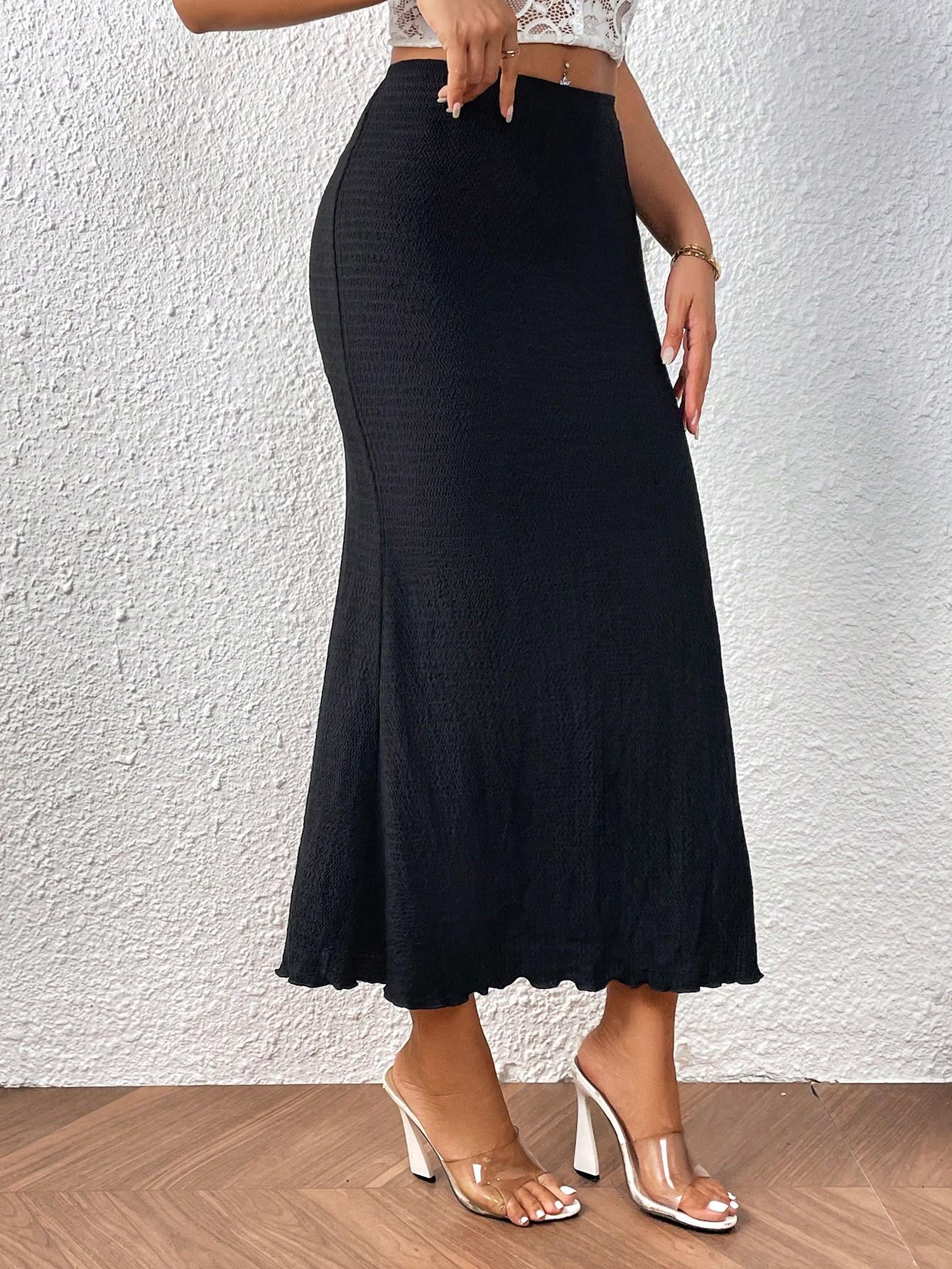 FIRERIE CZARNA MIDI SPÓDNICA S06__M