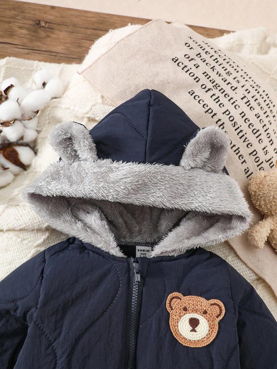 SHEIN GRANATOWY KOMBINEZON Z KAPTUREM W01__62-68CM