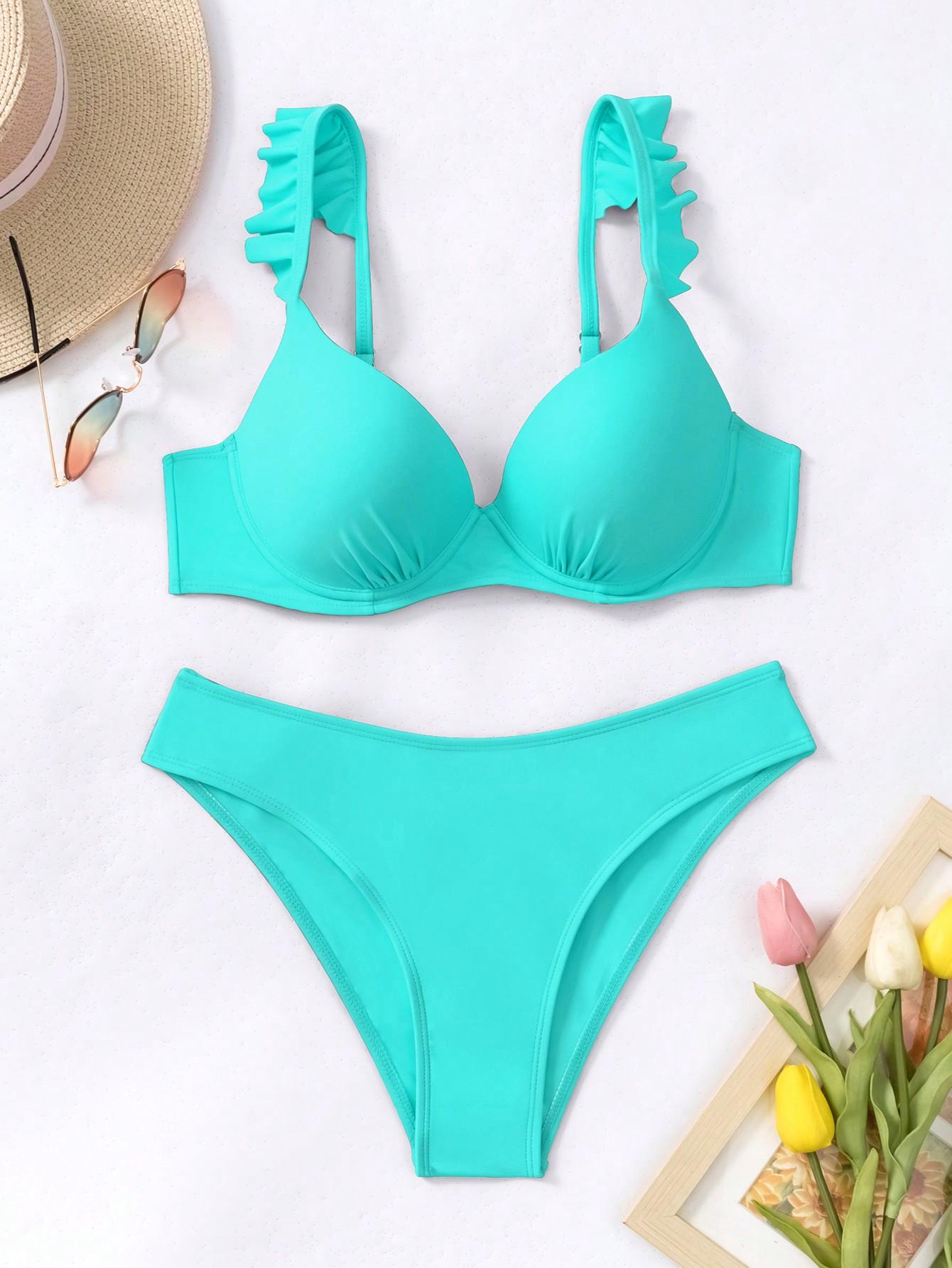 SHEIN NIEBIESKI DWUCZĘŚCIOWY STRÓJ KĄPIELOWY S09__L