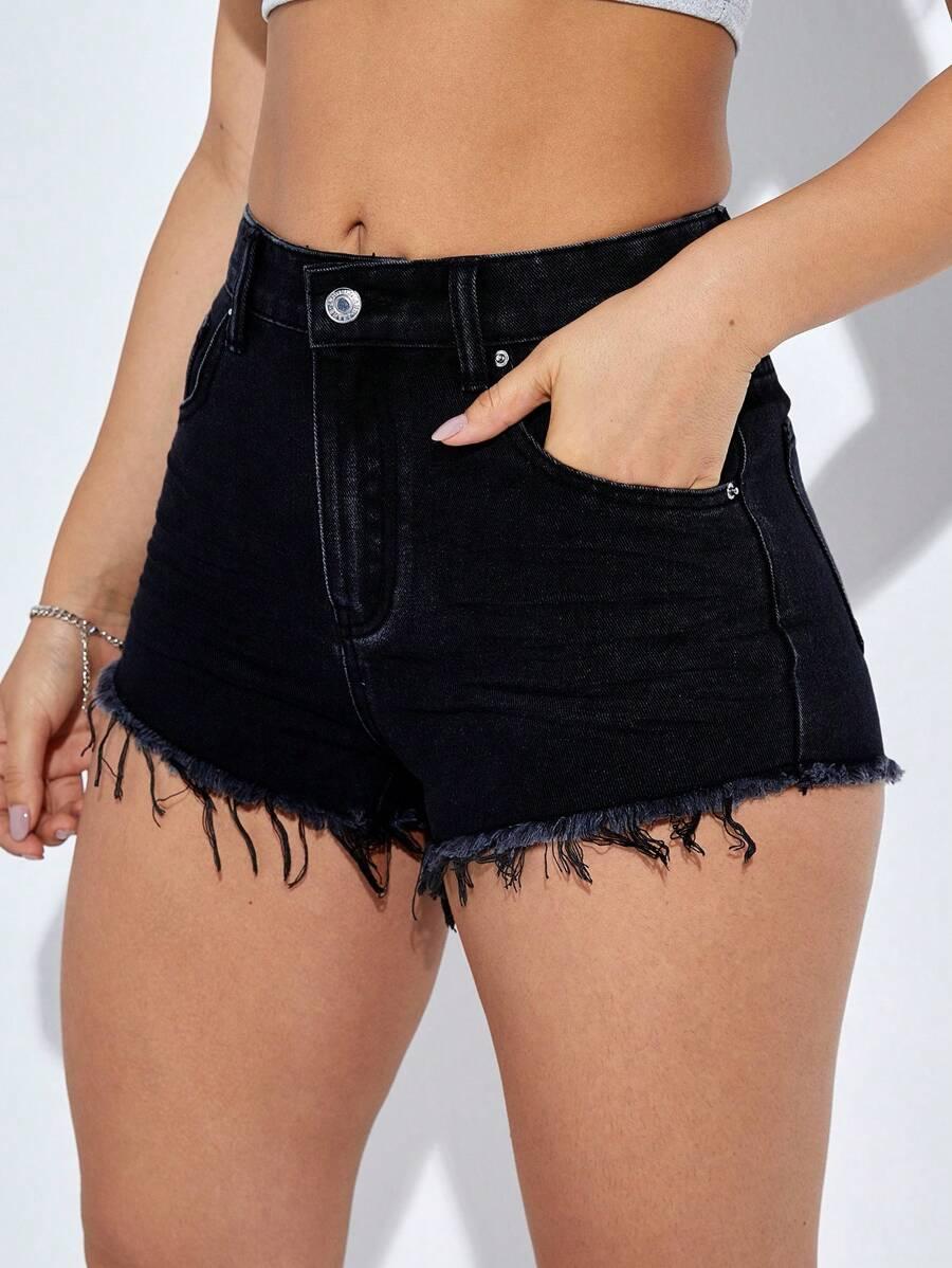 SHEIN CZARNE SPODENKI JEANSOWE S09__S